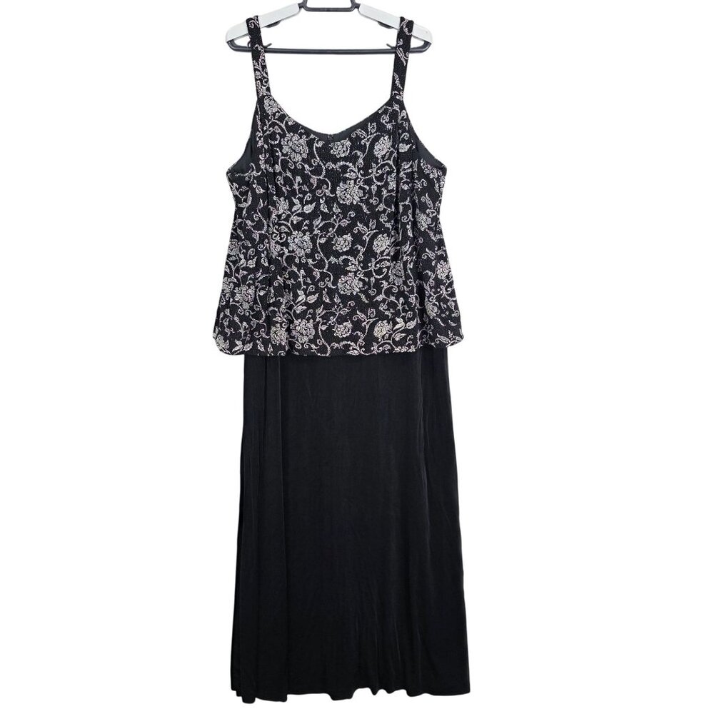 Womens Michaelangelo Black Floral Embellished Sleeveless Dress Empire Waist 20WP
